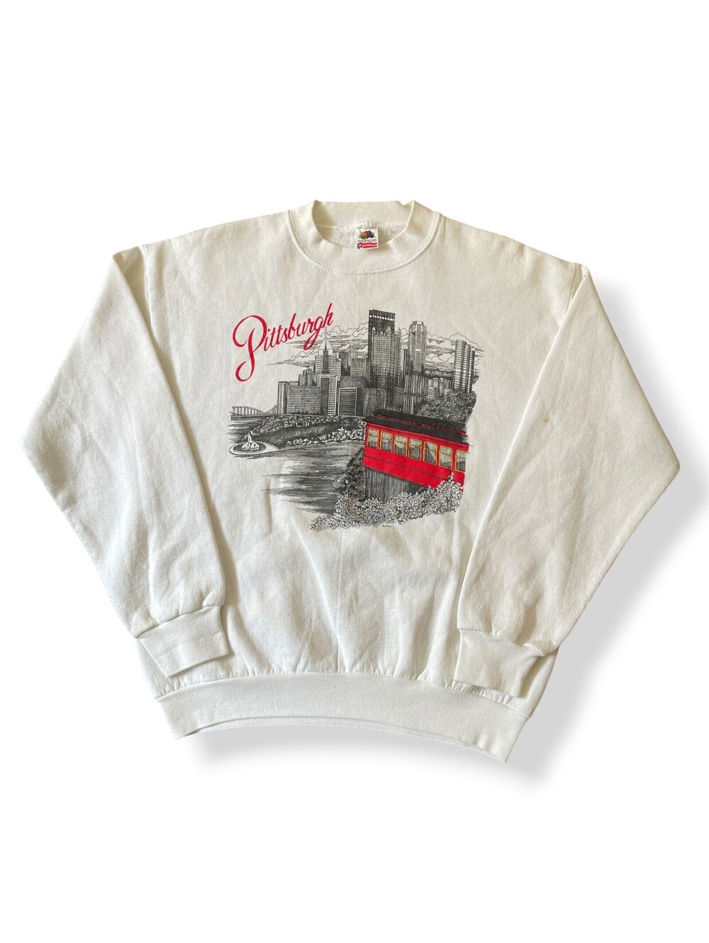 Vintage 90s Pittsburgh Pennsylvania Incline Sweatshirt White Mens Size Large